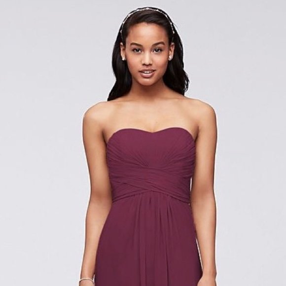 David's Bridal Dresses & Skirts - Long Strapless Chiffon Dress and Pleated Bodice DA